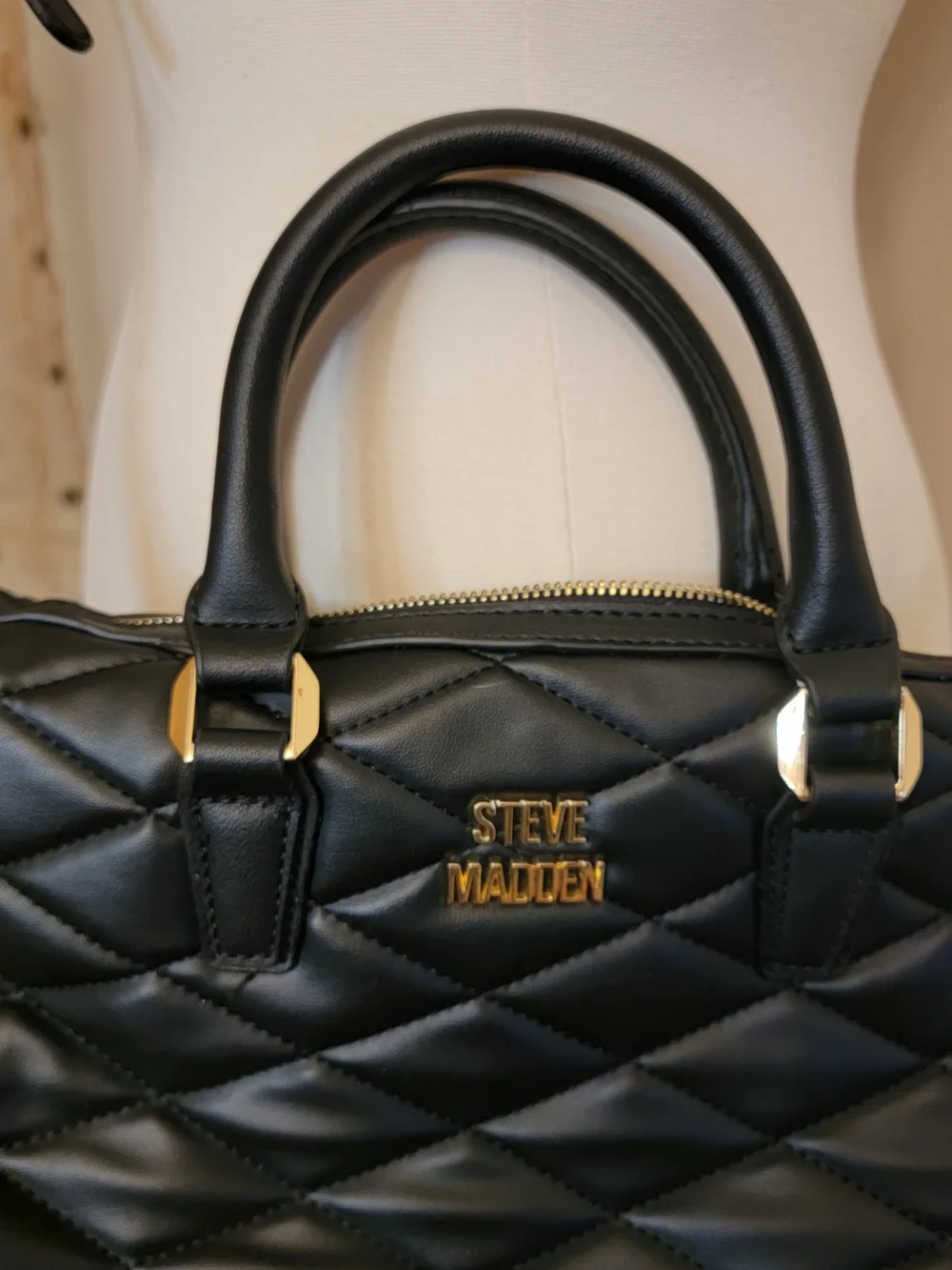 Steve Madden Black Quilted Satchel Crossbody